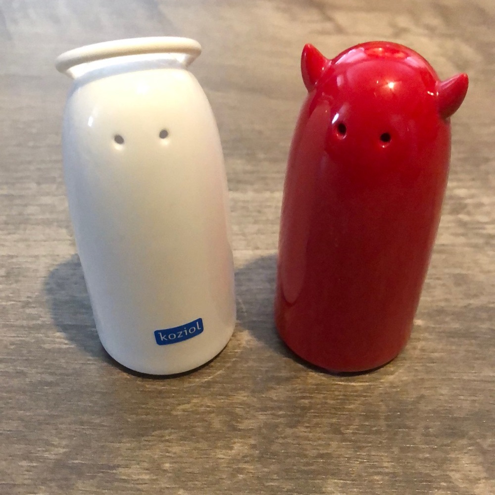 Angel and Devil salt and pepper shakers.